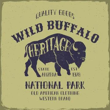 Wild Buffalo typography design. Stock Illustration