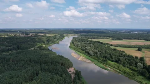 Wild Bug river in eastern Poland, fields and forests Stock Footage 254727421