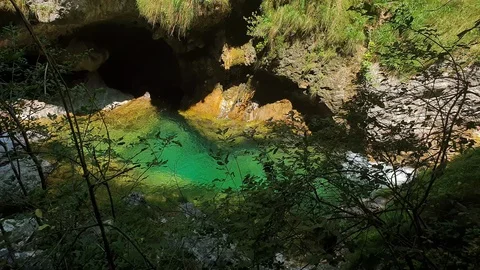 Wild calm blue river Stock Footage 128140686