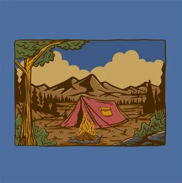 WILD CAMP ADVENTURE Stock Illustration