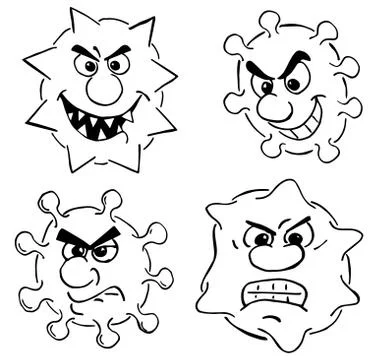 Wild cartoon viruses Stock Illustration