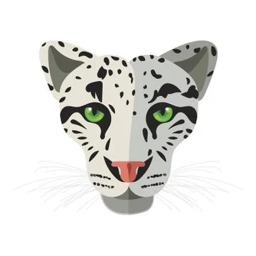 Wild cat, irbis, leopard, snow bars in vector Stock Illustration