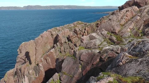 Wild cliffs over dark blue North Sea. Stock Footage 71020280