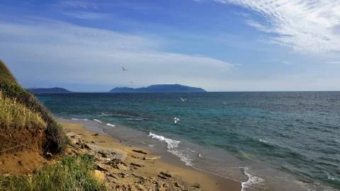 Wild Coast of the Ionian Sea  Stock Photos