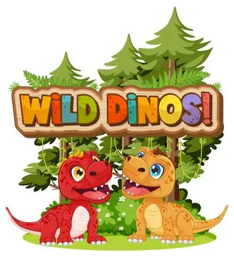 Wild Dinos in the Forest Stock Illustration