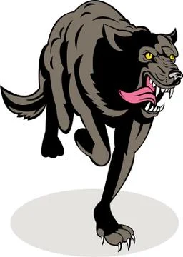 Wild dog wolf attacking running Stock Illustration