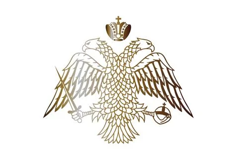 Wild double head eagle gold Byzantine coat of arms Stock Illustration