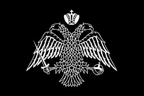 Wild double head eagle spread wings Byzantine coat of arms Stock Illustration