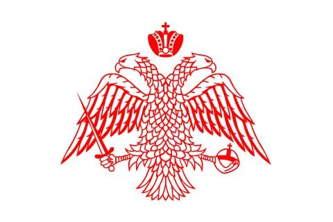 Wild double head eagle spread wings Byzantine coat of arms Stock Illustration