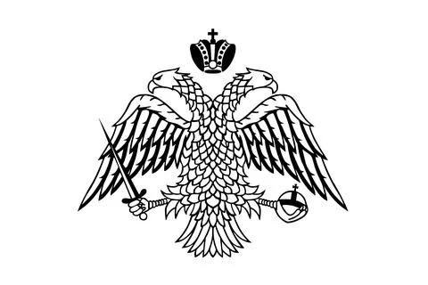 Wild double head eagle spread wings Byzantine coat of arms Stock Illustration