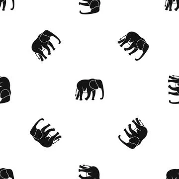 Wild elephant pattern seamless black Illustrazione stock