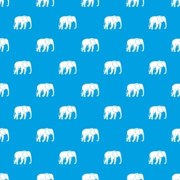 Wild elephant pattern seamless blue Stock Illustration