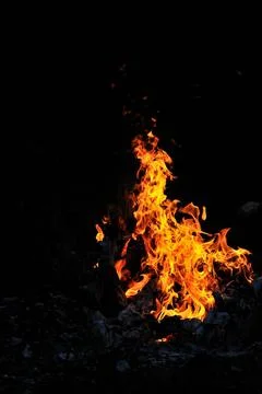 Wild fire wild fire flames burn hot with black background ,model released,... Stock Photos