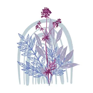 Wild floral composition, hand drawn vector watercolor Stock Illustration