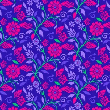 Wild floral pattern for wallpaper bedding and textile digital print artwork Stock Illustration