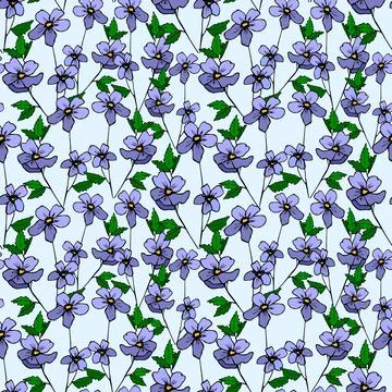 Wild flowers on blue pattern Stock Illustration
