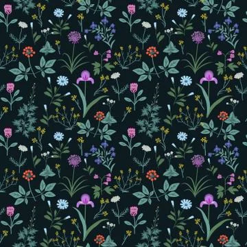Wild flowers pattern Stock Illustration