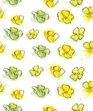 Wild flowers. Samples. White background. and illustration Stock Illustration