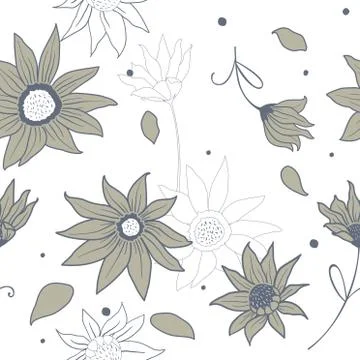 Wild Flowers. Seamless pattern イラスト素材