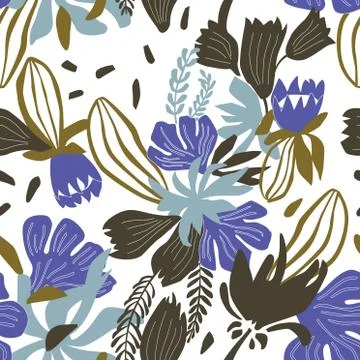 Wild Flowers. Seamless pattern イラスト素材
