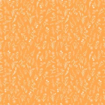 Wild flowers, seamless pattern, yellow background Stock Illustration