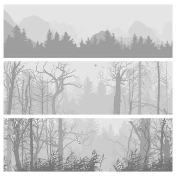 Wild forest horizontal banners Ilustração Stock