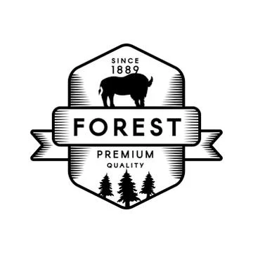 Wild forest outline vector logo template 스톡 일러스트