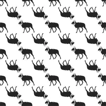 Wild goat pattern. Seamless background illustration with wild animal symbols Illustrazione stock