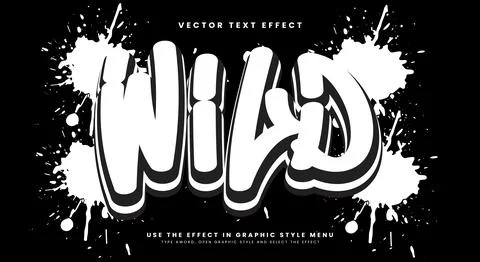 Wild graffiti Style 3d Editable Text Effect Illustrazione stock