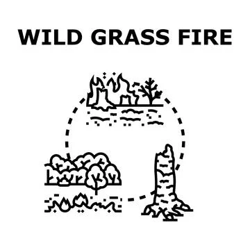 Wild grasslands experiencing fire and destruction concept Stock-Illustration