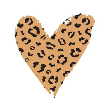 Wild Heart Vector Silhouette Leopard Animal Print Stock Illustration
