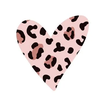 Wild Heart Vector Silhouette Leopard Animal Print Stock Illustration