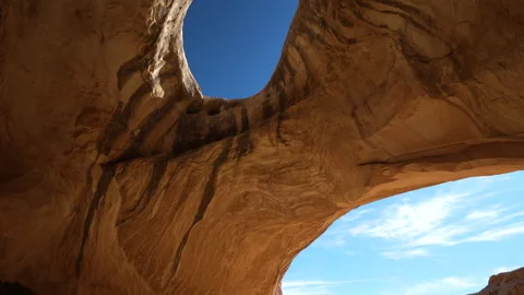 Wild Horse Window Arch, Utah USA, Hole in Sandstone Cave on Hot Sunny Day Stock Footage 342074247