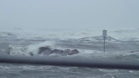 Wild Hurricane Waves Stock Footage 55215191