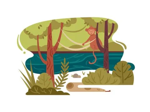 Wild jungle forest Stock Illustration