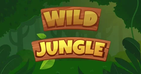Wild jungle text concept. Moving banner with green tropical plants, trees and Stock Footage 329945911