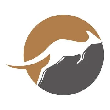 Wild Kangaroo Jumping Logo Design Wildlife Conservation Animal Nature Icon Vecto Stock Illustration