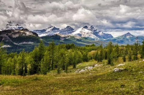 Wild landscape mountain range view, Banff national park, Canada Stock Photos
