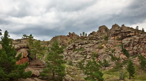Wild Landscape With Rock And Clouds Stock Footage 49321805