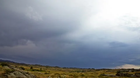 Wild Landscape With Rock And Clouds 스톡 동영상 53428184