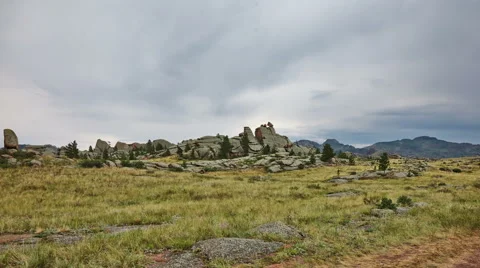 Wild Landscape With Rock And Clouds 스톡 동영상 54601613