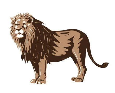 Wild lion standing isolated vector illustration Stock Illustration