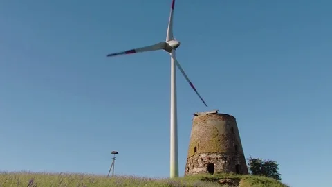Wild mill in field. Power and energy Stock Footage 85344526