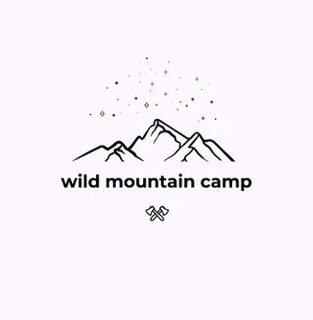 Wild Mountain Camping linear Badge Stock Illustration