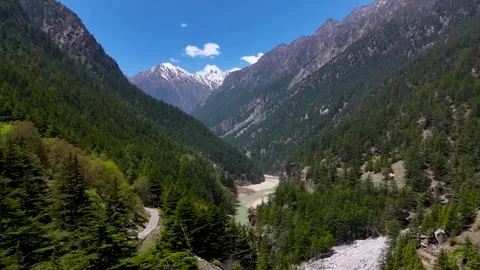 Wild mountain range in the morning sunlight. Mountain landscape. Aerial View. Stock Footage 296291329