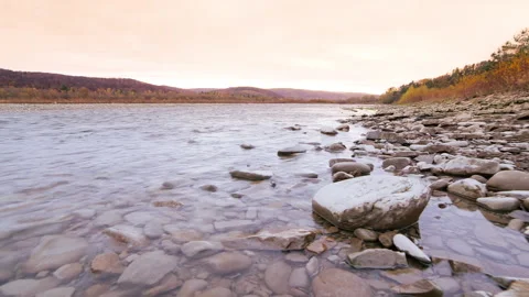 Wild Mountain River Close Up Abundant Clear Stream. Detail Static Shot of Stock Footage 145150137