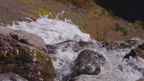 Wild Mountain River Flowing Over Rocks in North Caucasus, Russia Video stock 320854066