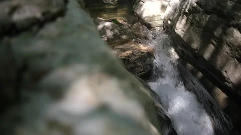 Wild Mountain River Flowing with Stone Boulders and Stone Rapids. Rapid Splashin Stock Footage 162103877