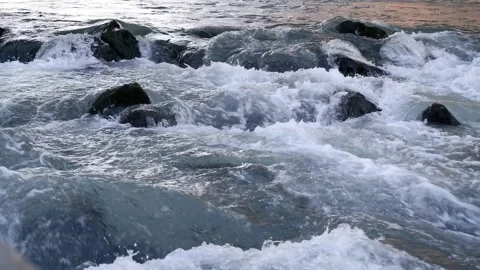 Wild mountain river flowing through stone boulders Stock-Footage 171406179