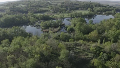 Wild mountain river with rocky roll. Drone aerial shot Stock Footage 149073665